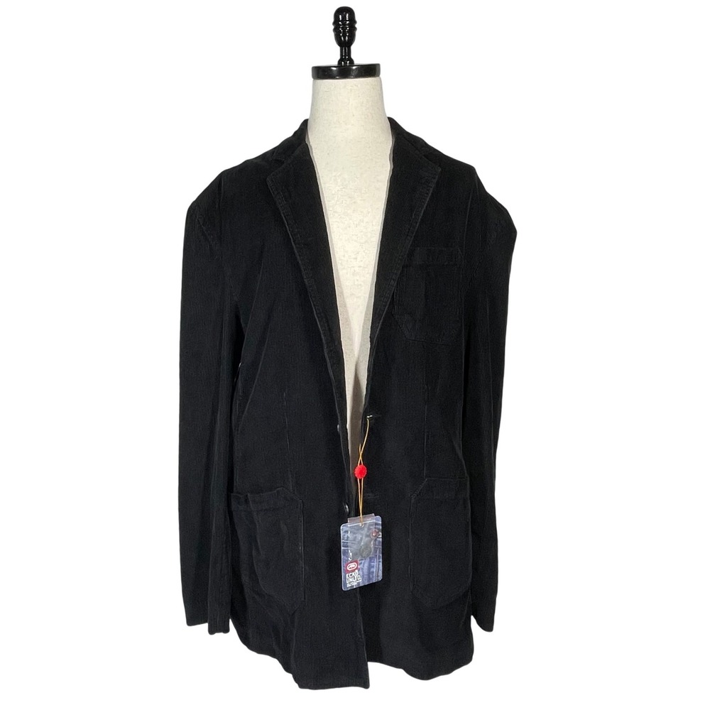 NWT Ecko Unltd Denim Foundry Corduroy Blazer Jacket Mens 3XL Black Y2K Hip Hop